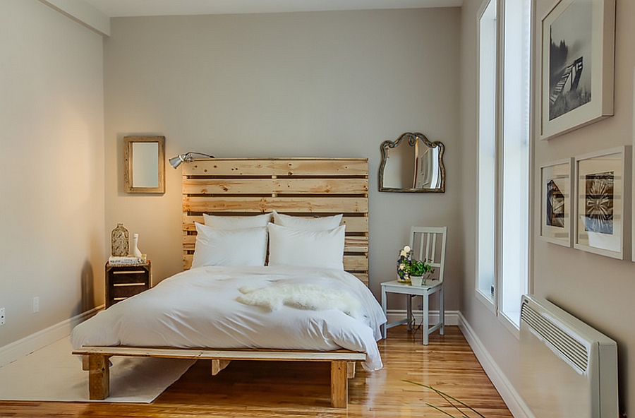 Small eclectic bedroom with a minimal vibe [Design: Le Blanc Home 