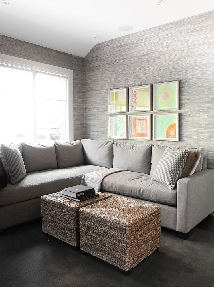 room grasscloth living rooms wallpaper family sofa textured modern grey corner transitional comfortable walls seagrass textures wall textural accent grass