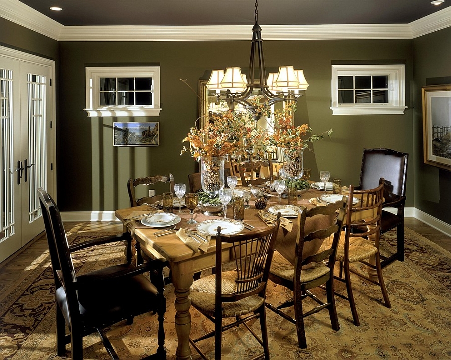 olive green dining room