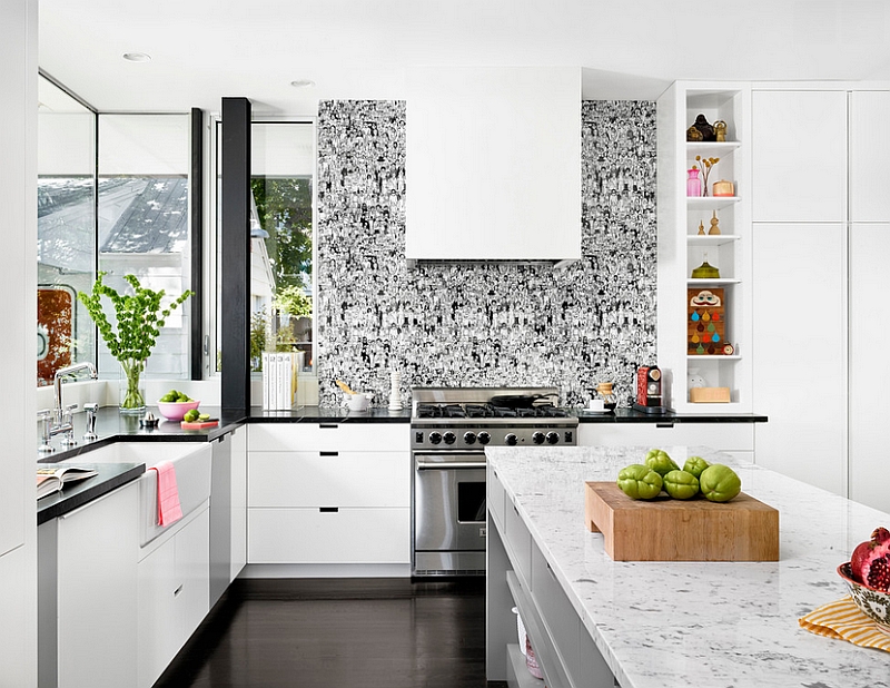 kitchen design with wallpaper