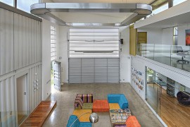 40 feet cube container makes up the central space of the shipping container home