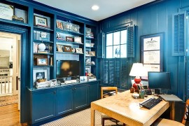 A splash of navy blue for the eclectic home office