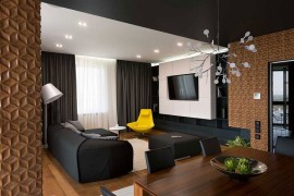 Fabulous yellow accent chair in the posh living room