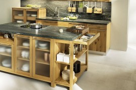 Frosted glass-front doors for the cool kitchen island