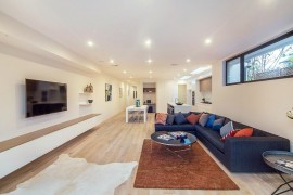 Plush sectional in blue for the living space