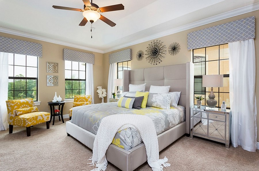 Yellow And Gray Bedroom