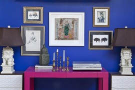 Versatile Parsons Desk in hot pink steals the show here