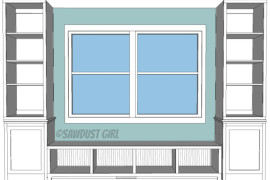 Window Seat and Bookcase Plan