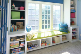 Window Seat and Bookcases