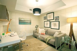 fabulous contemporary home office with brilliant lighting