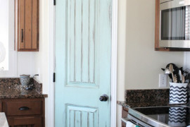 Aqua Door in Rustic Kitchen