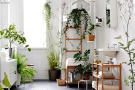 Eclectic Bathroom with natural greenery