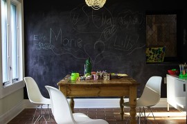 Eclectic home office has a casual, modern vibe