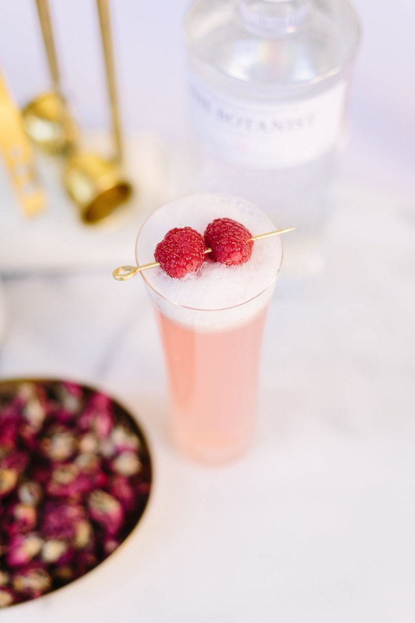 Raspberry rose cocktail featured at Camille Styles