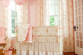 Shabby chic baby girls' bedroom in pink