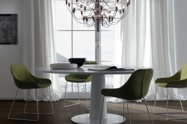 Slender base of the dining table also helps in saving up space