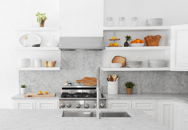 The marble kitchen of the Camille Styles studio