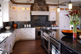 White Mullet Cabinets Built-In Kitchen