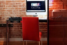 Add a brick wall to your home office with wallpaper!