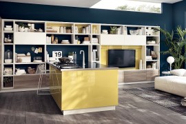Beautiful kitchen and living room comoosition is perfect for small space