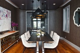 Brilliant combination of gray, black and white in the dining room