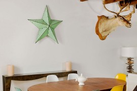 Colorful collection of Eames chairs at the dining area