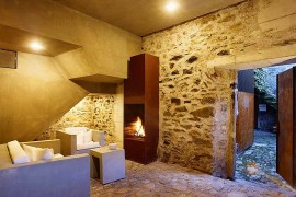 Cozy sitting space with a fireplace