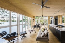 Exposed Cross Laminated Timber gives the interior a unique visual