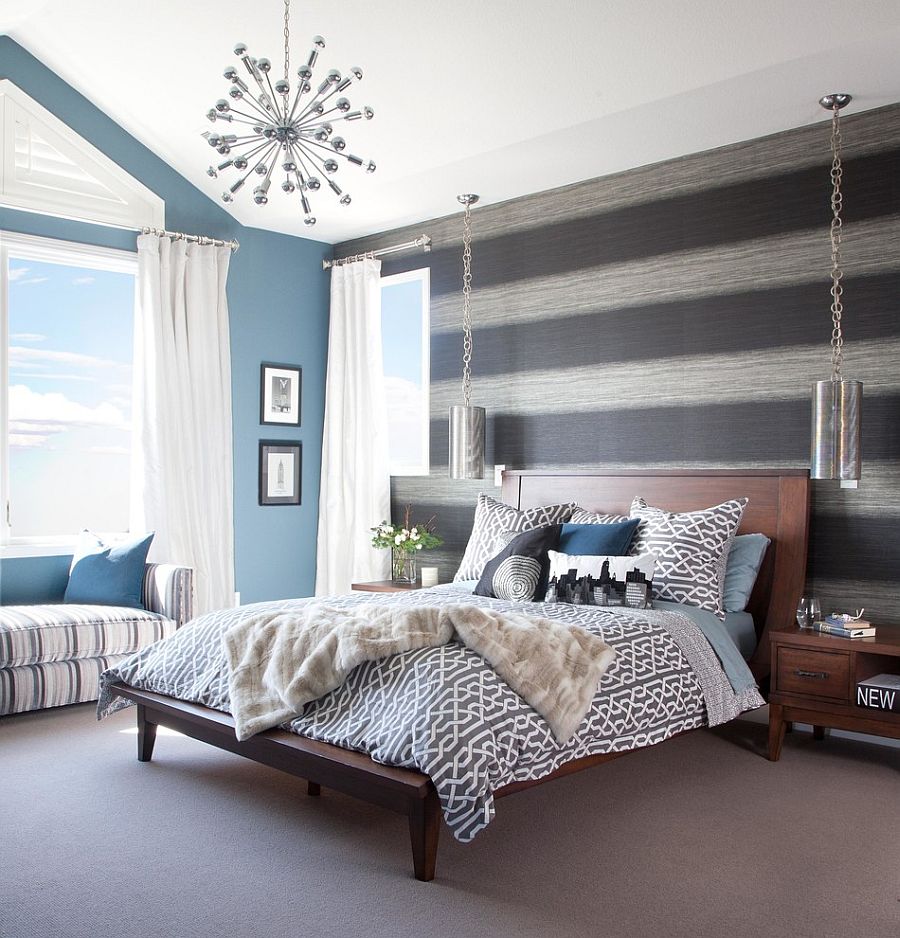 20 Trendy Bedrooms with Striped Accent Walls