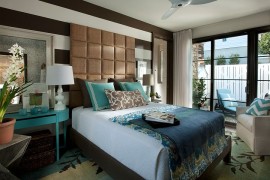 Fabulous headboard steals the show in this gorgeous bedroom