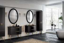 Gold and black is the perfect combination for the bold, sophisticated bathroom