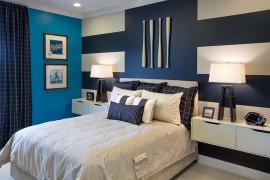 Interesting use of stripes to create a truly unique accent wall