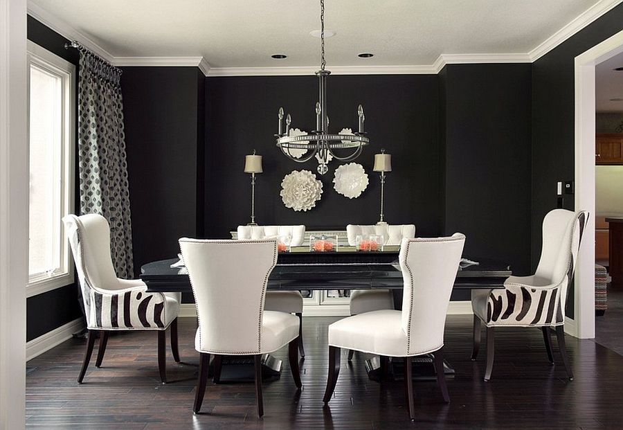 black white dining room table