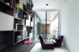 Private study on the top level with balcony overlooking the courtyard below