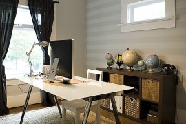 Subtle use of stripes in the eclectic home office