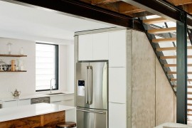 Timber recovered from the renovation finds a place in the kitchen