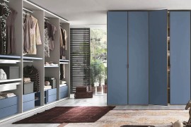 Versatile walk-in closet comes in charming blue finish