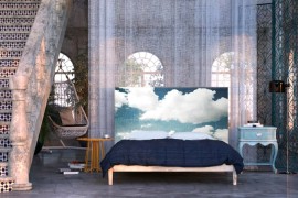 Blue eclectic bedroom