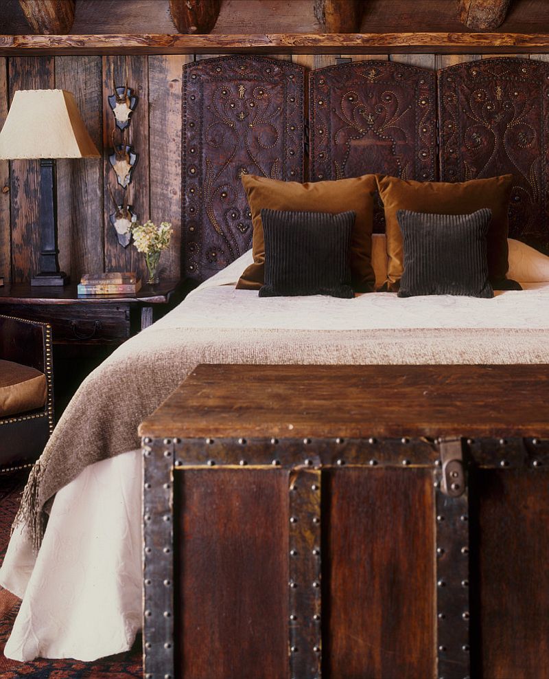 Antique Screen Turned Into A Lovely Headboard In The Rustic Room Design Peace Design 