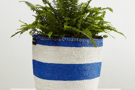 Blue and white basket by Mifuko