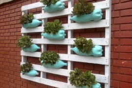 Bottle and pallet garden
