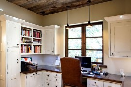 Ceilng design adds to the style of the rustic home office