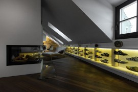 Collection of shoes displayed with elegance in the living room