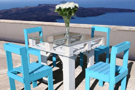 Colorful patio dining from Ellis Benus