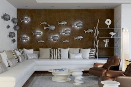 Contemporary living area backdrop inspired by the deep blue ocean!