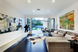 Contemporary living space connected with the outdoors