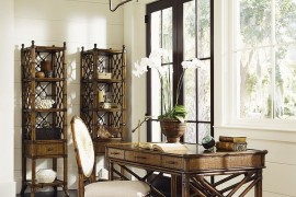 Decor and design of the home office isnpired by beach-side cabanas!