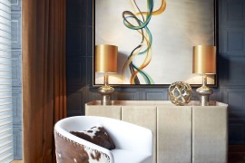 Exquisite table lamps bring a hint of gold to the setting