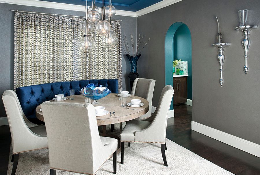 blue and gray dining room