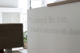 Italian Kitchen island with an etched message